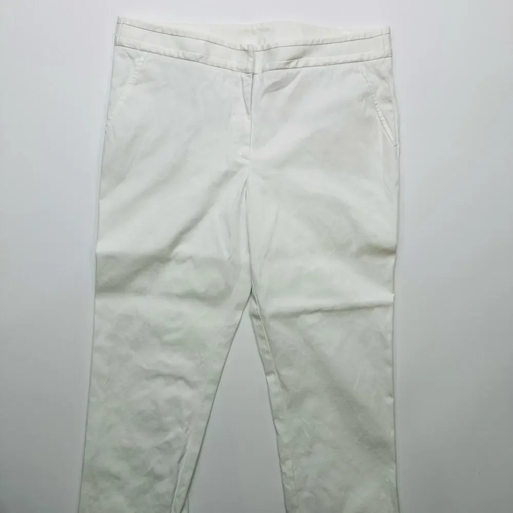 Tory Burch White Cotton Straight Leg Ankle Pants Size 10